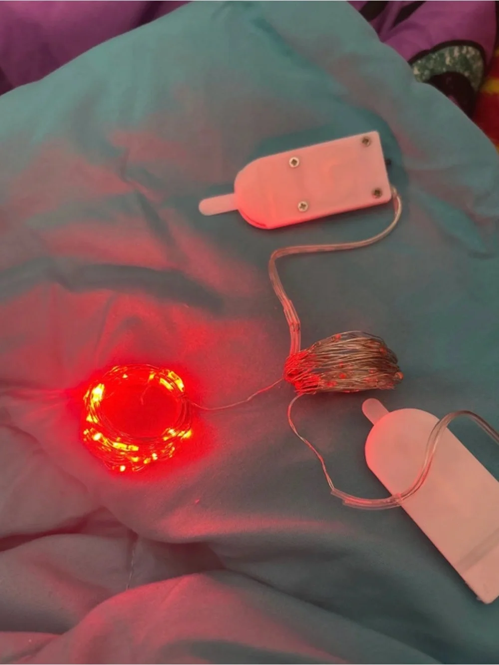Red Battery Powered LED String Lights with Silver Wire
